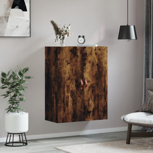 Væghængt skab 69,5x34x90 cm konstrueret træ røget sonoma-eg