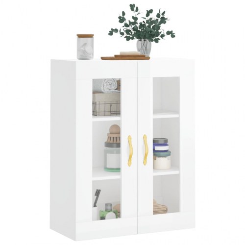Væghængt skab 69,5x34x90 cm konstrueret træ hvid højglans