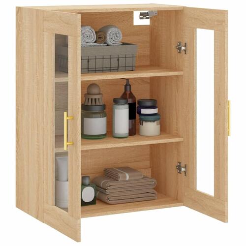 Væghængt skab 69,5x34x90 cm konstrueret træ sonoma-eg