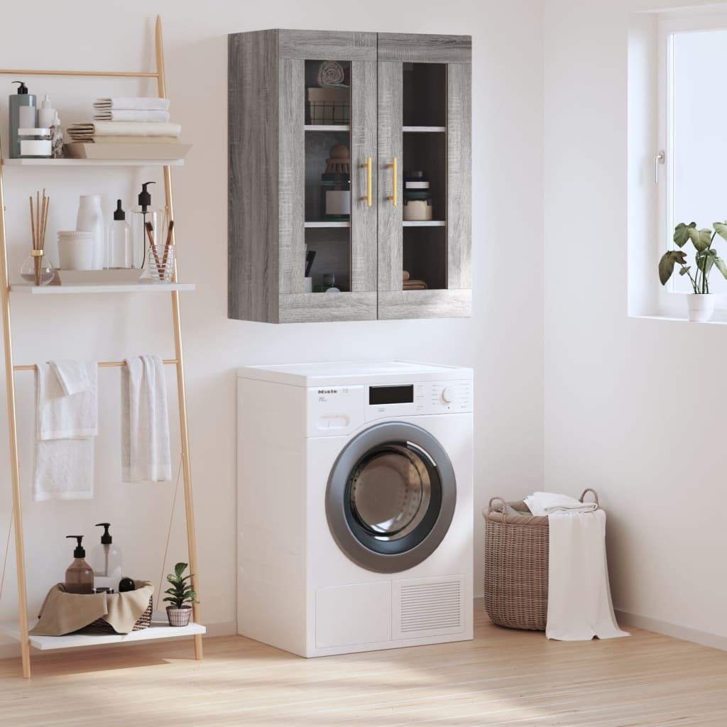 Væghængt skab 69,5x34x90 cm konstrueret træ grå sonoma-eg