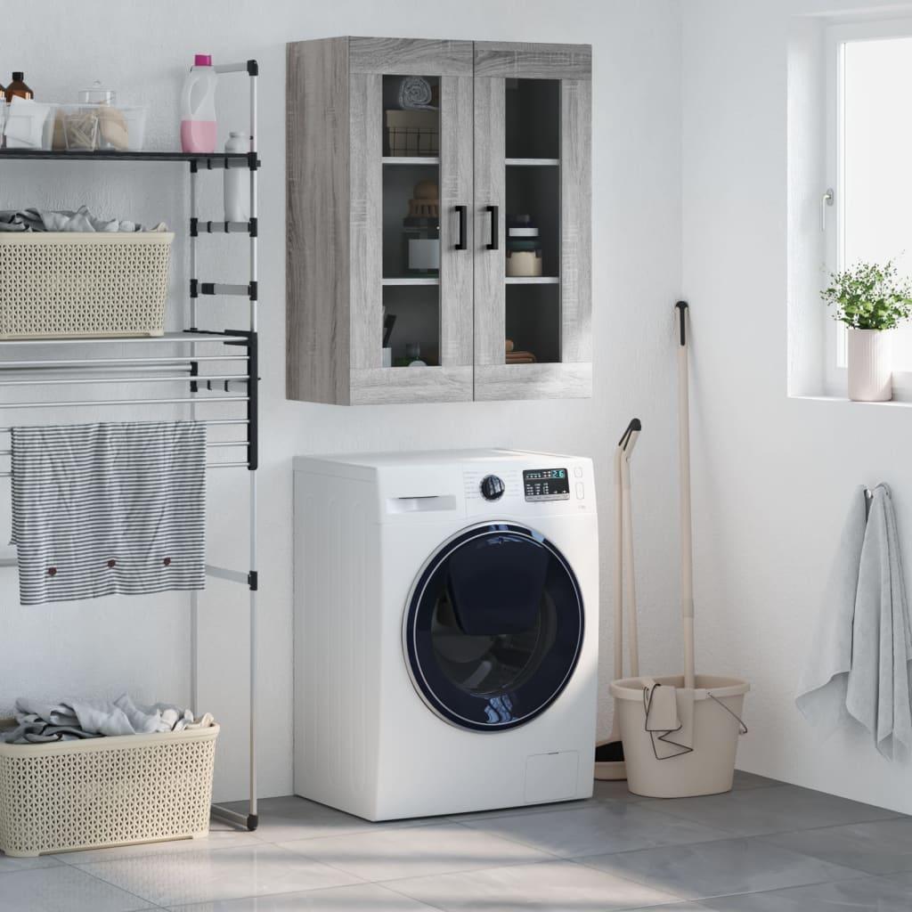 Væghængt skab 69,5x34x90 cm konstrueret træ grå sonoma-eg