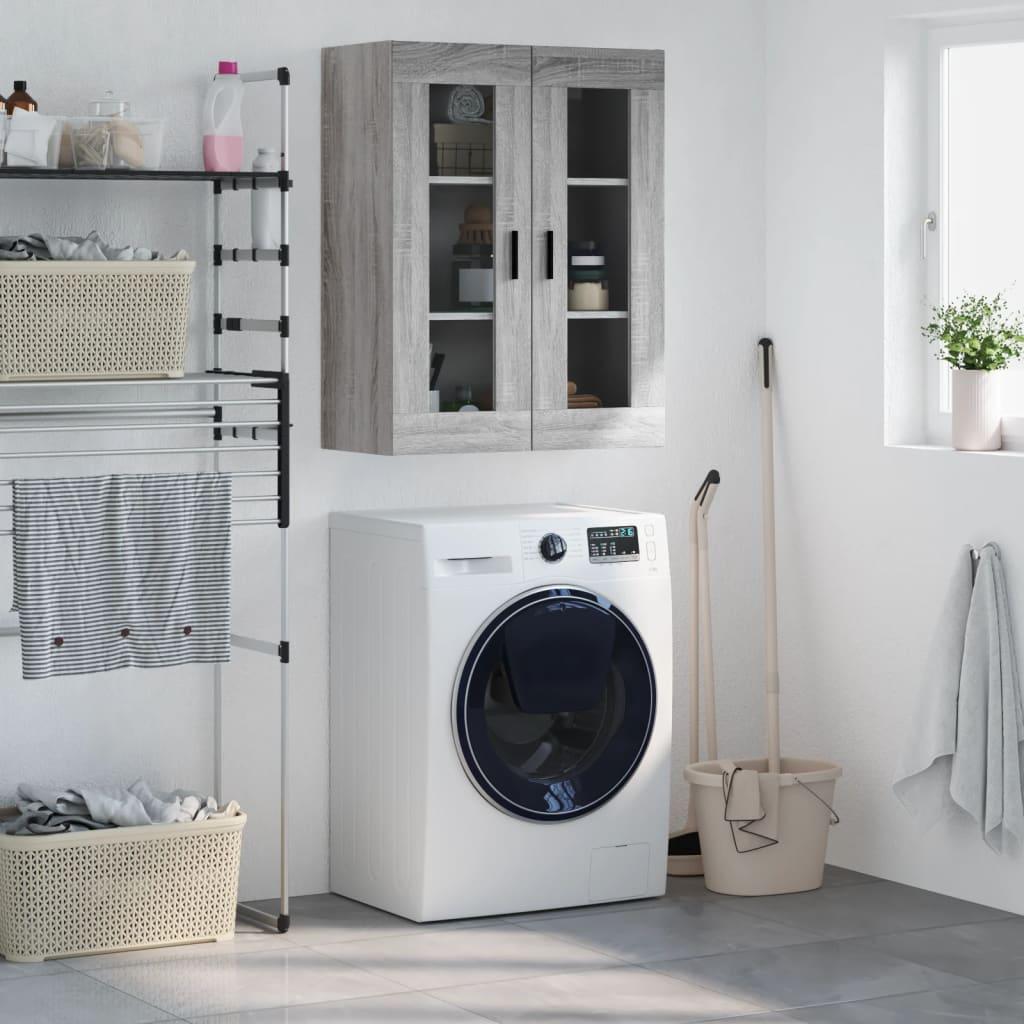 Væghængt skab 69,5x34x90 cm konstrueret træ grå sonoma-eg billede