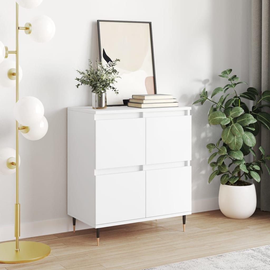 Skænk 60×35×70 cm i hvidt konstrueret træ med jernben
