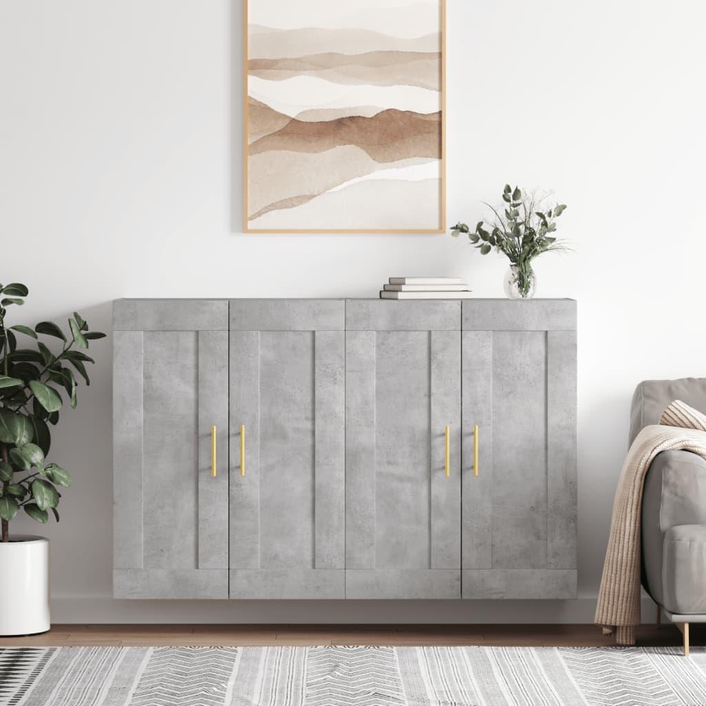 Vægskabe 2 stk. i konstrueret træ betongrå 69,5 x 34 x 90 cm
