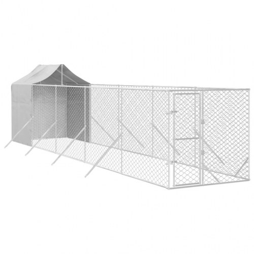 Udendørs hundegård med tag 2×10×2,5 m - galvaniseret stål, sølv