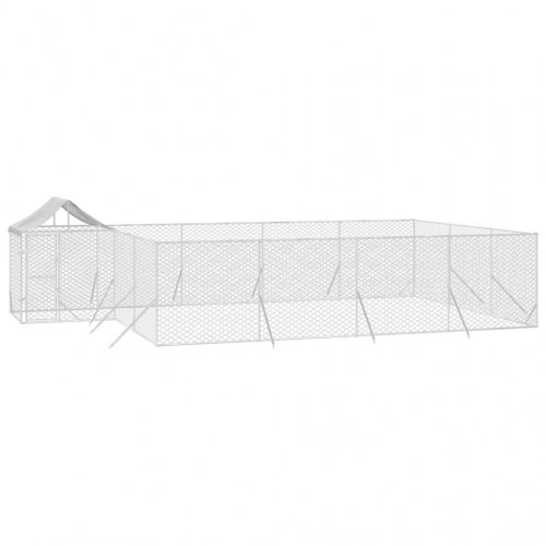 Udendørs hundegård med tag 10×6×2,5 m - galvaniseret stål, sølv