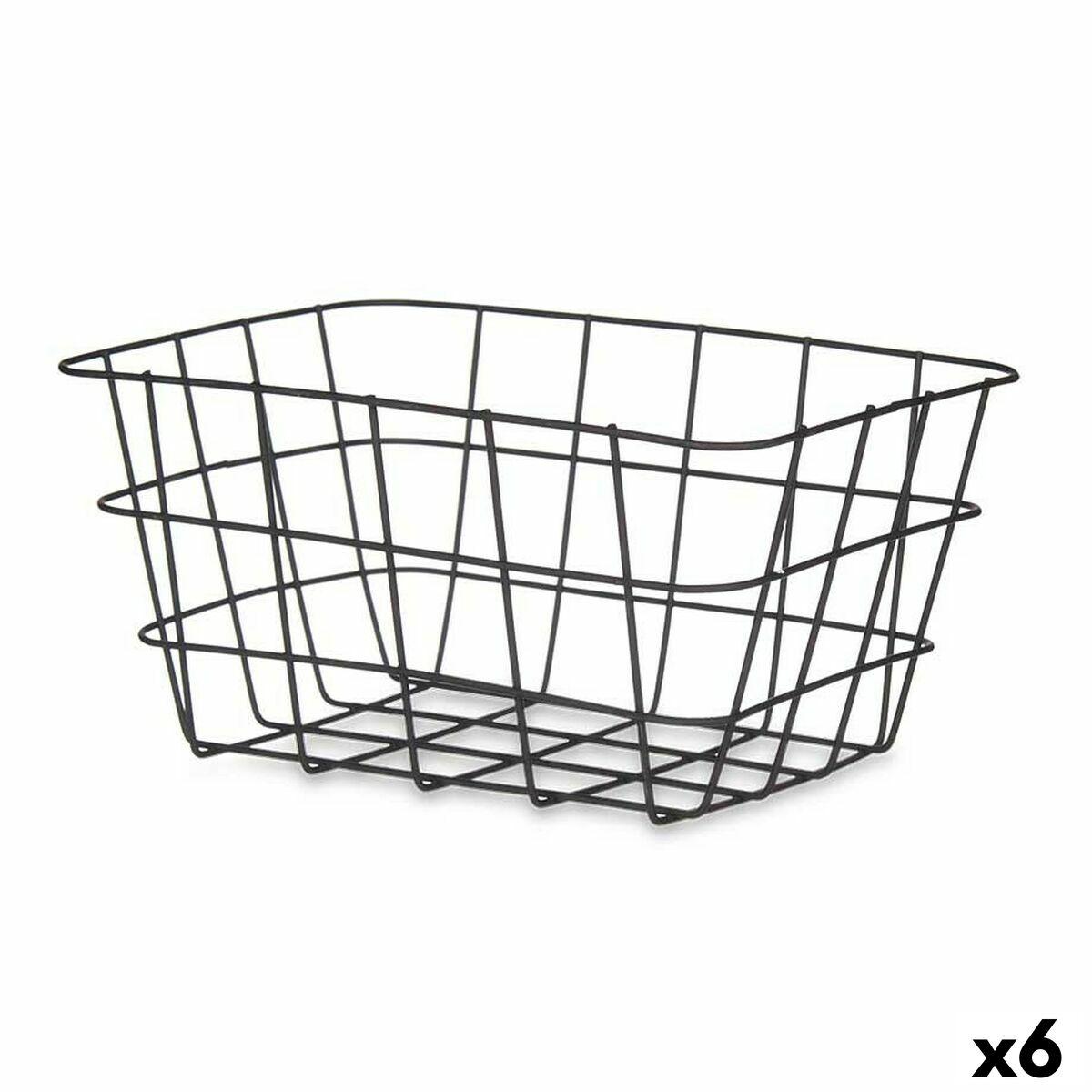 Kinvara multibrugskurv - sort metal, rektangulær 24,5 × 12 × 18 cm (6 stk.)