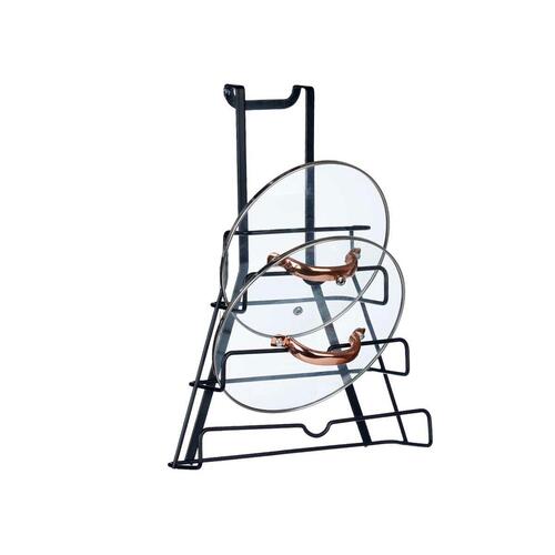 Køkkenredskaber Stand Stegepande låg Sort Jern 27 x 37 x 9 cm (6 enheder)