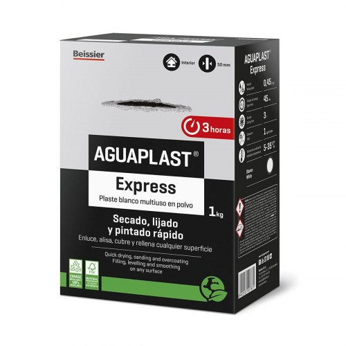 Spartelmasse pulver Aguaplast Express hvid 1 kg