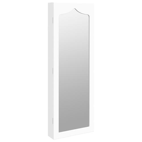 Væghængt smykkeskab med spejl 37,5x10x106 cm hvid