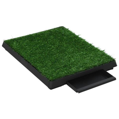 Kæledyrstoilet med bakke og kunstgræs 63x50x7 cm grøn