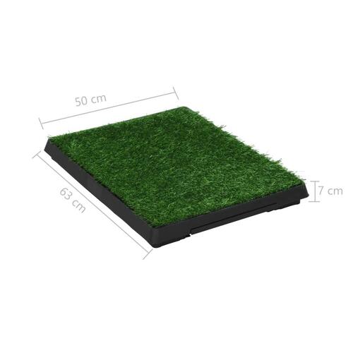 Kæledyrstoilet med bakke og kunstgræs 2 stk. 63x50x7 cm grøn