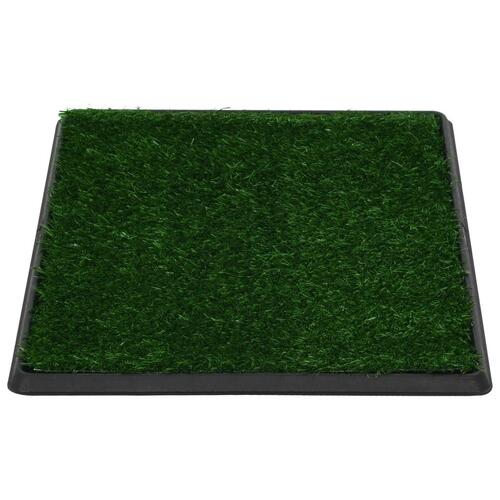 Kæledyrstoilet med bakke og kunstgræs 64x51x3 cm grøn