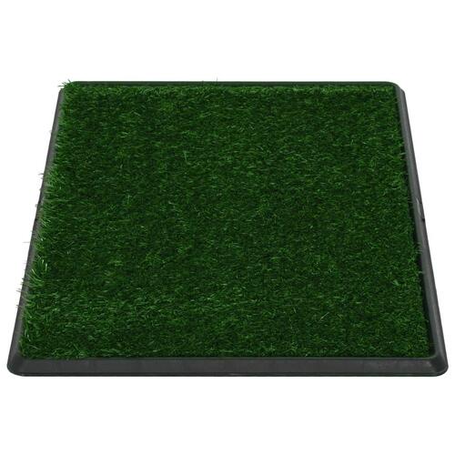 Kæledyrstoilet med bakke og kunstgræs 76x51x3 cm grøn