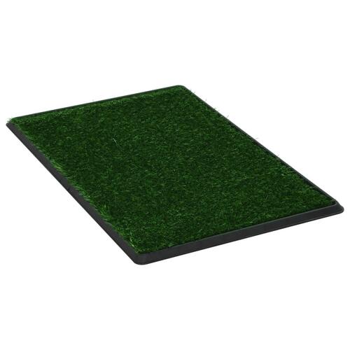 Kæledyrstoilet med bakke og kunstgræs 2 stk. 76x51x3 cm grøn