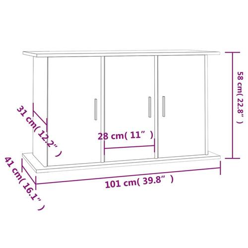 Akvariebord 101x41x58 cm konstrueret træ hvid