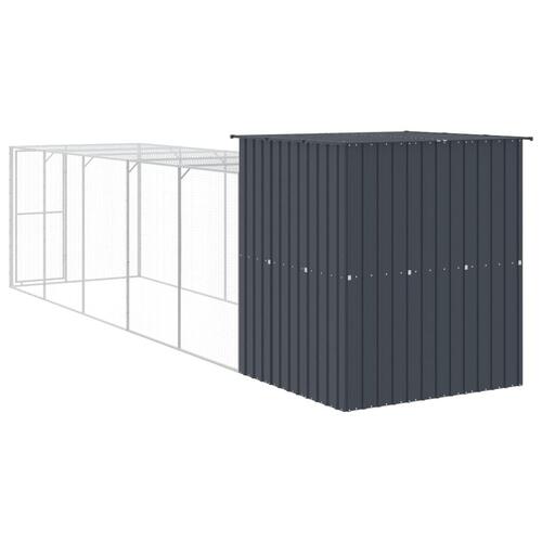Hønsehus med løbegård 165x659x181 cm galvaniseret stål antracit