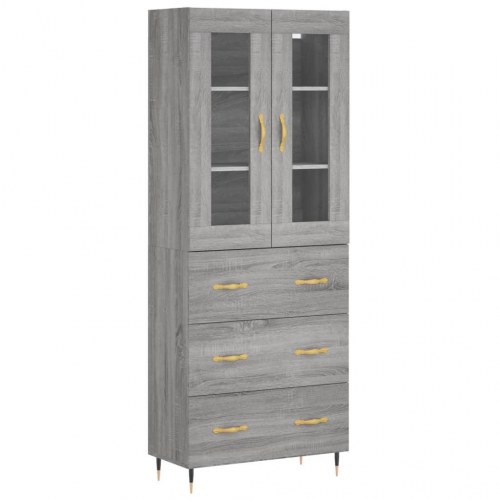 Højskab/skænk 69,5×34×180 cm - grå sonoma-eg, konstrueret træ