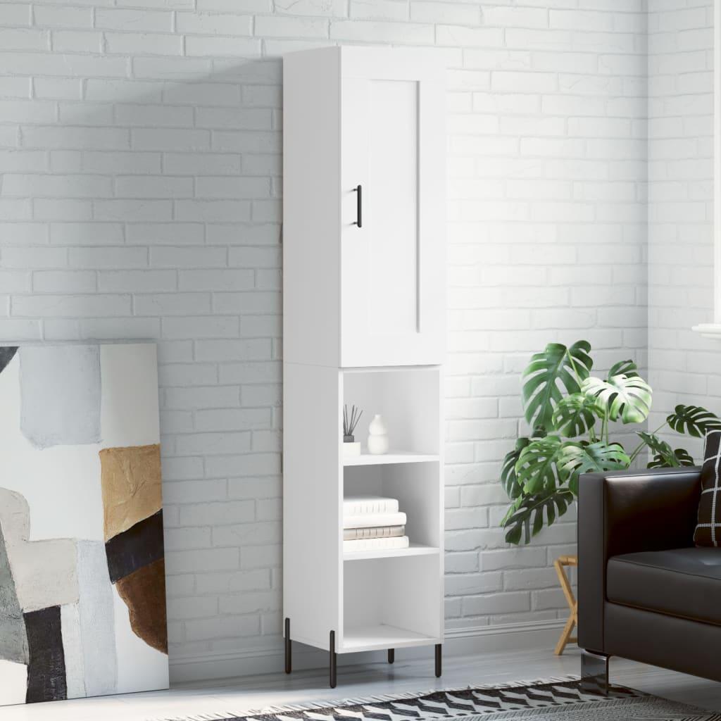 Skab 34,5X34X180 Cm Konstrueret Træ - Hvid / 3 hylder