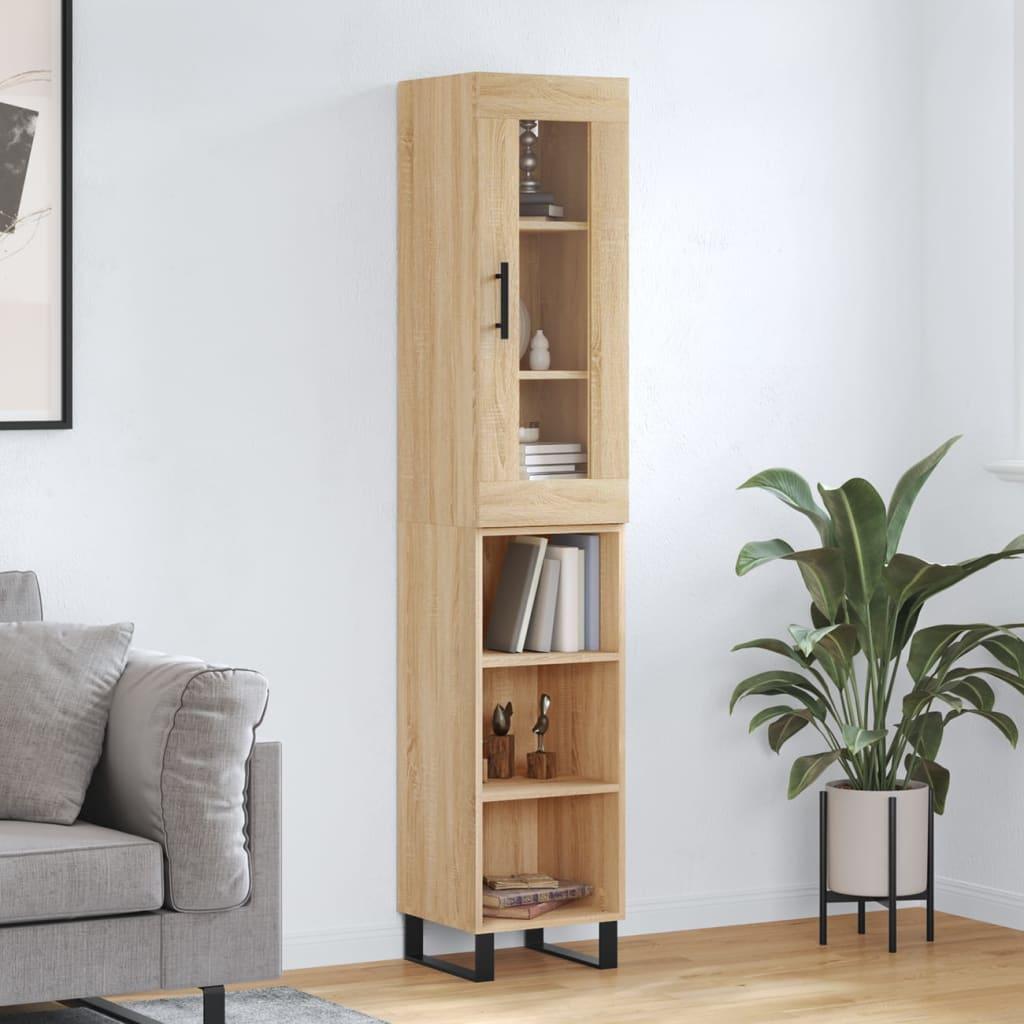 Skab 34,5X34X180 Cm Konstrueret Træ - Sonoma-eg / 3 hylder