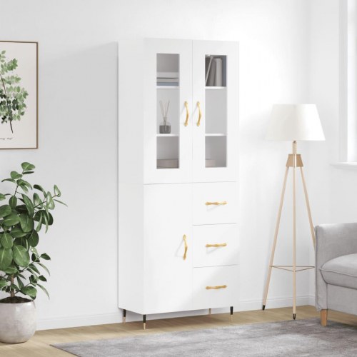 Højskab 69,5x34x180 cm konstrueret træ hvid