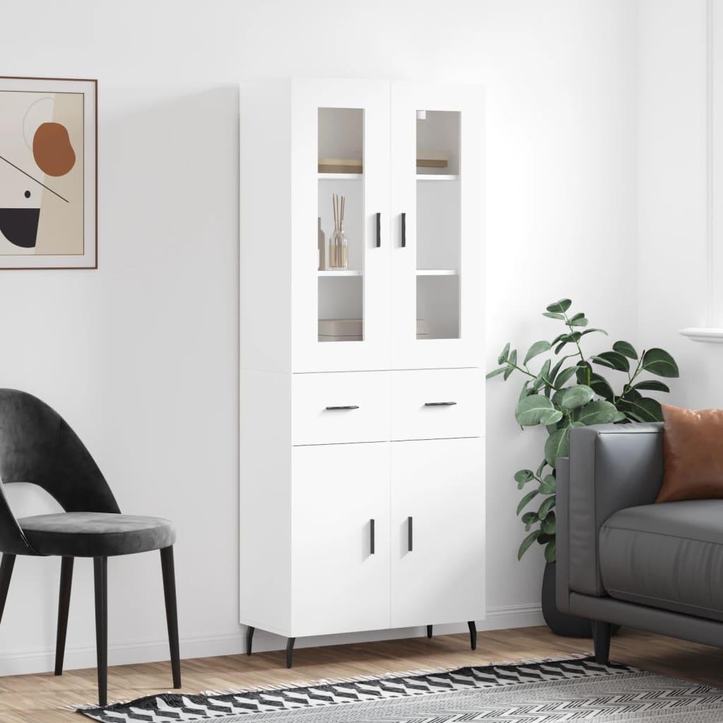 Højskab 69,5 × 34 × 180 cm i hvidt konstrueret træ