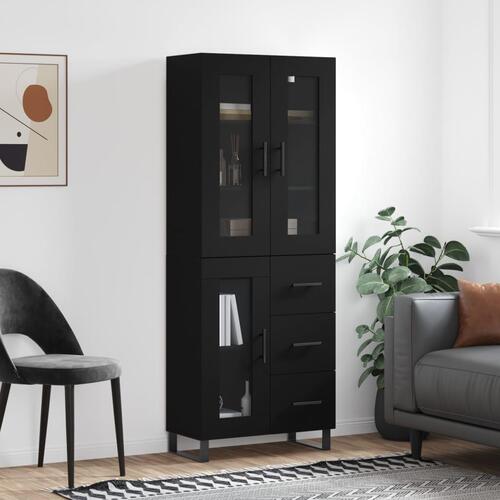Højskab 69,5x34x180 cm konstrueret træ sort
