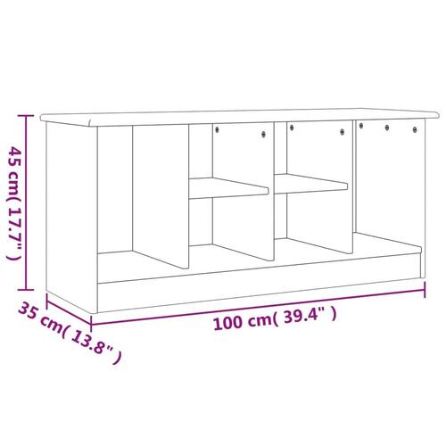 Skobænk ALTA 100x35x45 cm massivt fyrretræ hvid