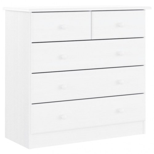 Kommode ALTA - 77×35×73 cm - massivt fyrretræ, hvid