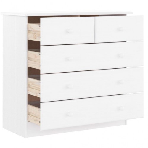 Kommode ALTA - 77×35×73 cm - massivt fyrretræ, hvid