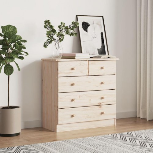 Kommode ALTA 77×35×73 cm i massivt fyrretræ - 5 skuffer