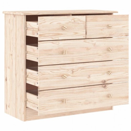 Kommode ALTA 77×35×73 cm i massivt fyrretræ - 5 skuffer