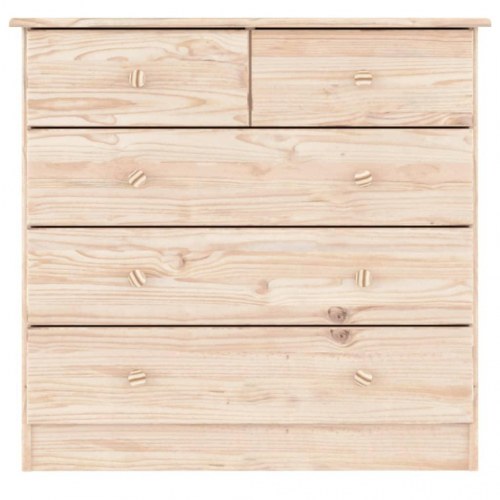 Kommode ALTA 77×35×73 cm i massivt fyrretræ - 5 skuffer