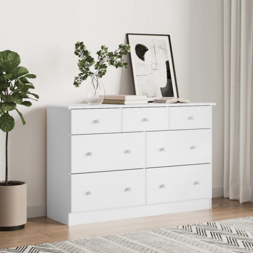 Kommode ALTA i massivt fyrretræ - hvid, 112 × 35 × 73 cm