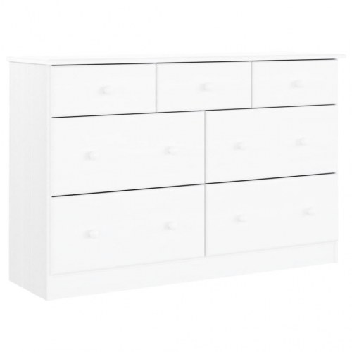 Kommode ALTA i massivt fyrretræ - hvid, 112 × 35 × 73 cm