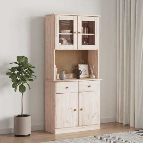 Skabstop til skænk ALTA 77×30×92 cm - massivt fyrretræ med glaslåger