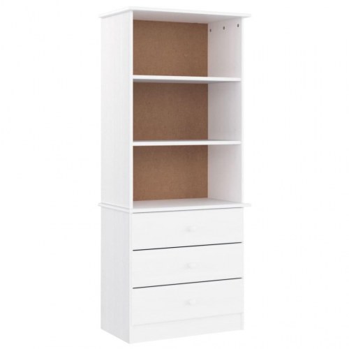 Bogreol med skuffer ALTA 60×35×142 cm - massivt fyrretræ, hvid