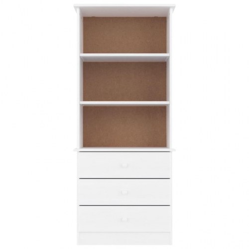 Bogreol med skuffer ALTA 60×35×142 cm - massivt fyrretræ, hvid