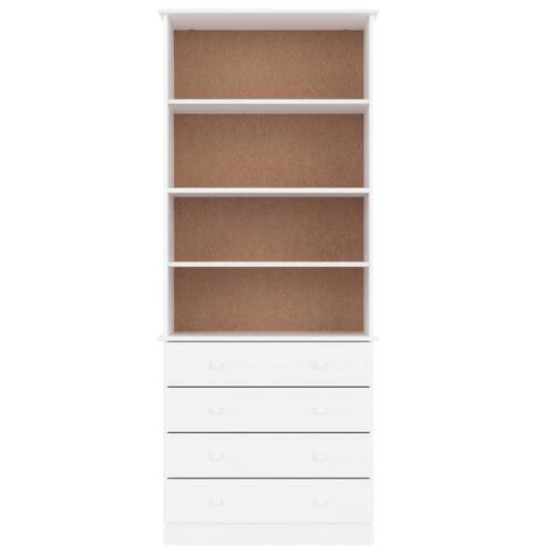 Bogreol med skufferALTA 77x35x186,5 cm massivt fyrretræ hvid