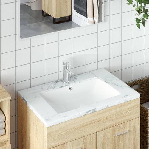 Badeværelsesvask 60x40x21 cm rektangulær keramisk hvid