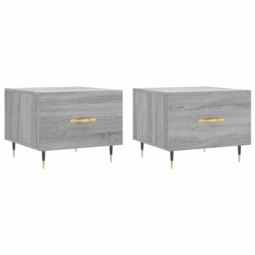 Sofaborde 2 stk. med skuffe 50 x 50 x 40 cm - grå sonoma-eg