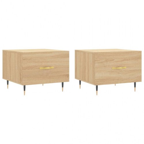 Sofaborde 2 stk. med skuffe - sonoma-eg 50 x 50 x 40 cm