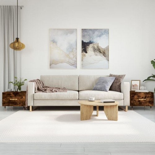 Sofaborde 2 stk. med skuffe 50 x 50 x 40 cm - røget egetræsfarve