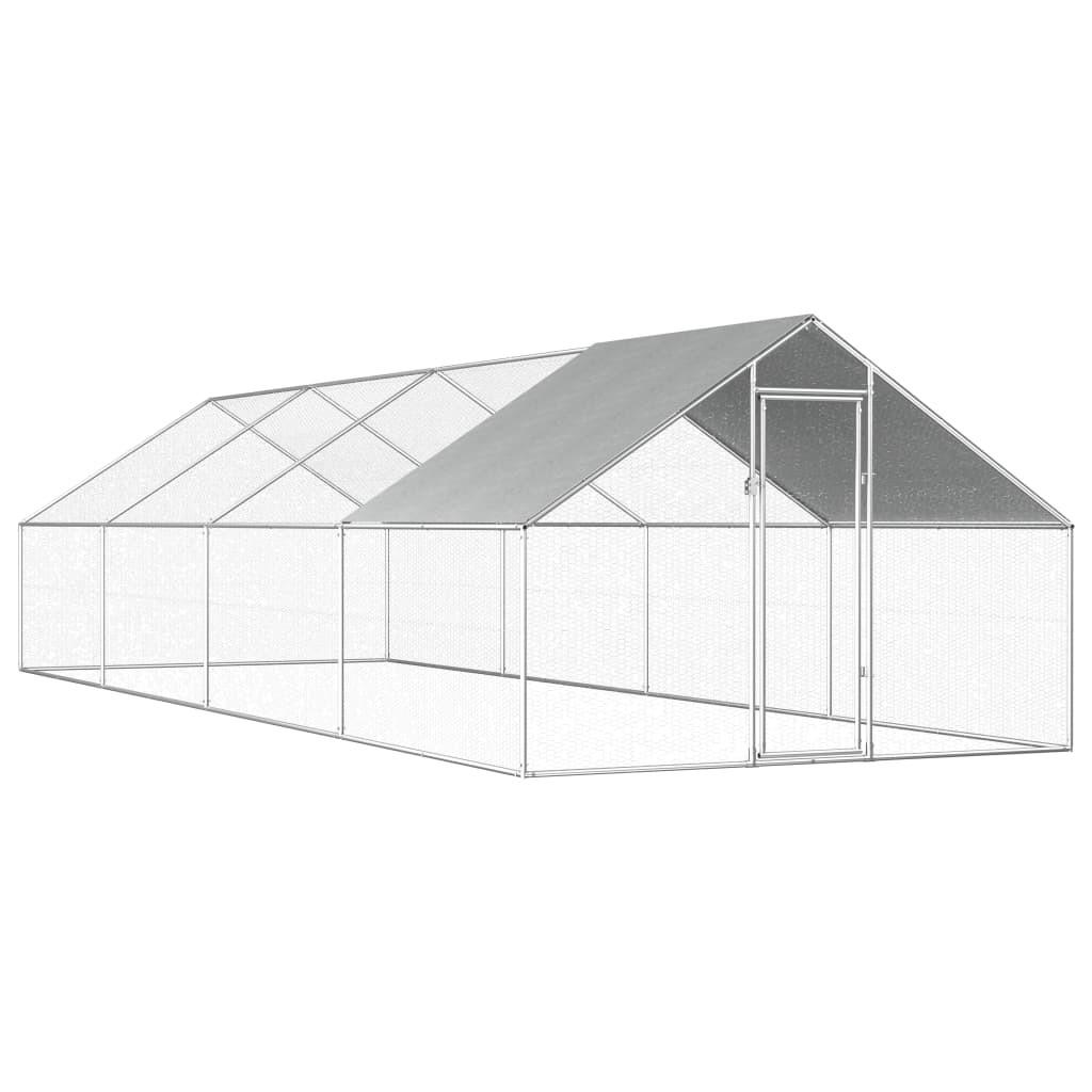 Udendørs hønsebur 2,75x8x1,92 m galvaniseret stål