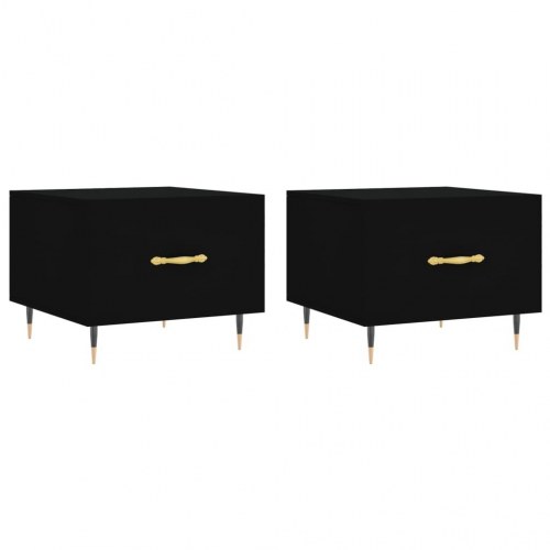 Sofaborde 2 stk. med skuffe 50 x 50 x 40 cm - sort