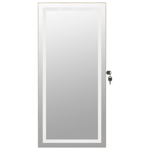 Væghængt spejlskab med LED-lys - låsbart smykkeskab 31,5 × 9 × 67 cm