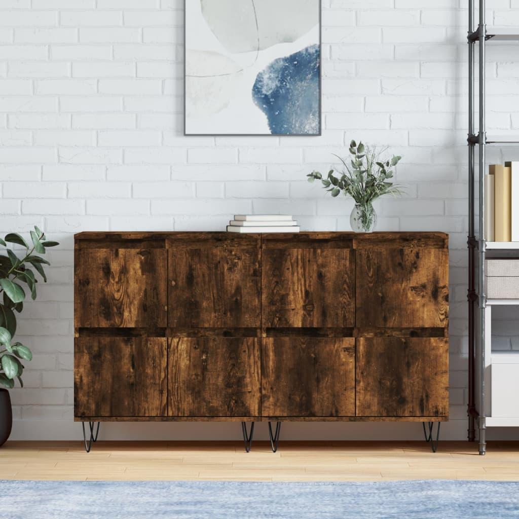 Skænke 2 stk. i konstrueret træ - røget egetræ, 120 × 35 × 70 cm