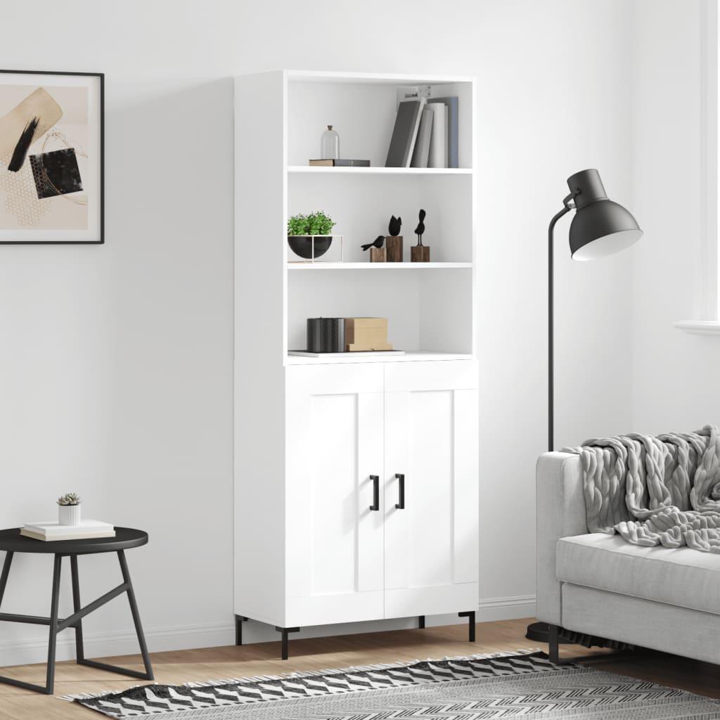 Højskab 69,5X34X180 Cm Konstrueret Træ - Hvid / 2 trælåger