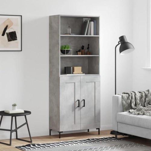 Højskab i konstrueret træ 69,5×34×180 cm - betongrå