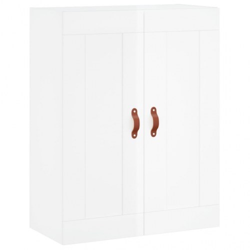 Højskab 69,5x34x180 cm konstrueret træ hvid højglans